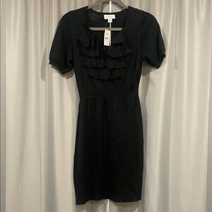 LOFT Black Ruffled Mini Dress